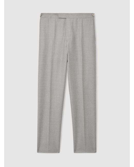 Reiss Natural Wool-Flannel Tailored-Fit Suit Trousers for men
