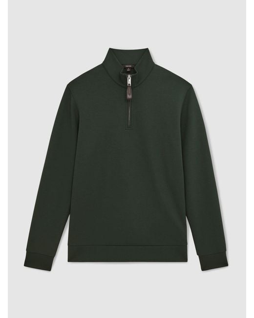 Reiss Newland - Dark Sage Green Premium Interlock Zip-through Overshirt, Xxl for men