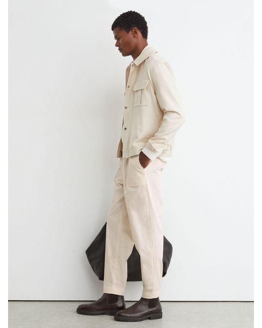 Reiss Natural Cotton-Blend Lightweight Tapered Trousers for men