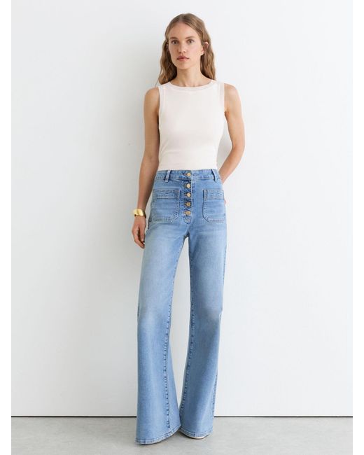 Reiss Blue Cotton Sheer-Trim Ruched Vest