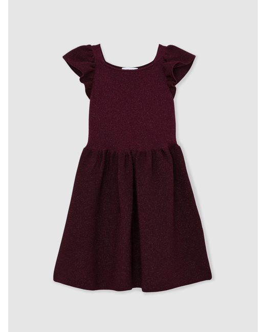 Reiss Multicolor 3-9 Yrs Stretch Metallic Frill-Sleeve Dress