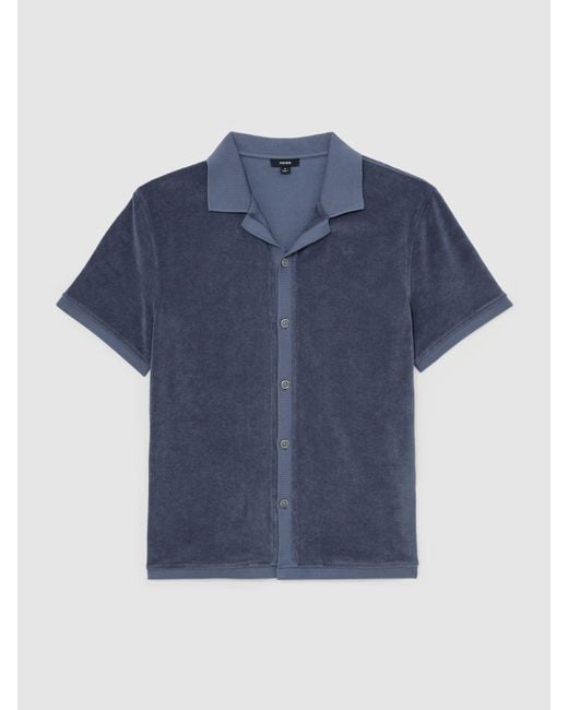 Reiss Blue Towelling Short-Sleeve Shirt for men