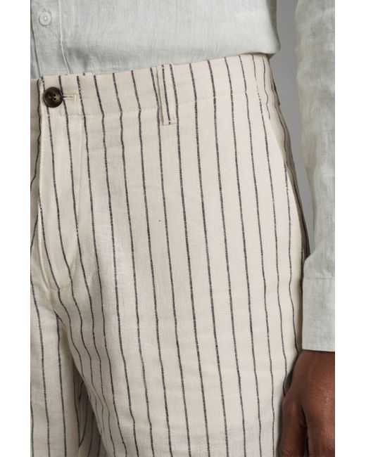 Reiss Gray Stripe - Ecru Ezra Cotton Blendd Shorts for men
