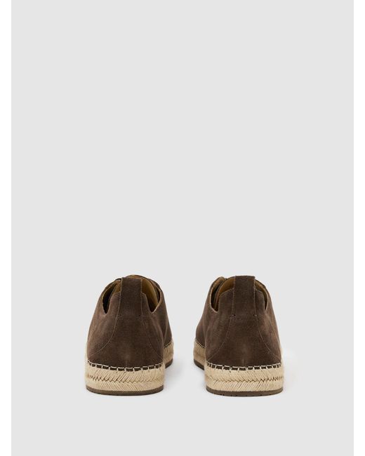 Reiss Gray Suede Espadrille Lace-Up Trainers for men