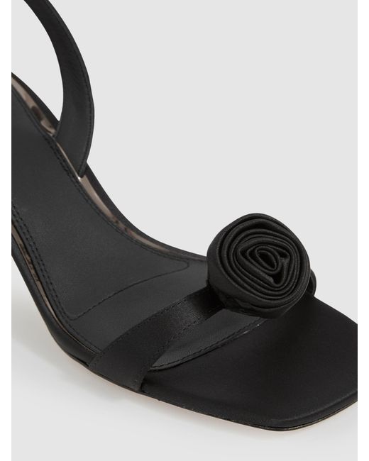 PAIGE Black Satin Rosette Sandals