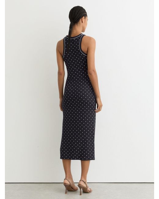 Reiss White Jersey Polka-Dot Racer Midi Dress
