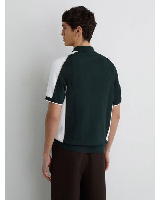Reiss Gray Dark & Colour-Block Knit Button-Through Shirt for men