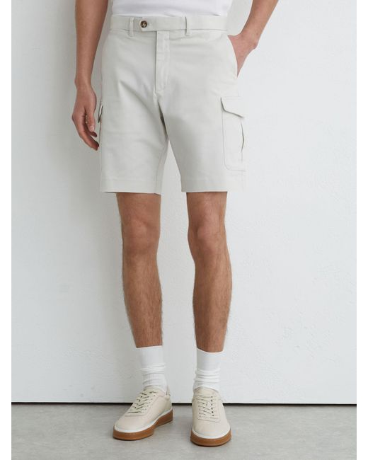 Reiss White Wicket Cotton Chino Shorts With Stretch for men