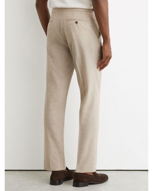 Reiss Natural Fibre - Oatmeal Brown Tailored Fit Virgin Wool Textured Tailored-fit Trousers, 36w X 31l (uk 36 R) for men
