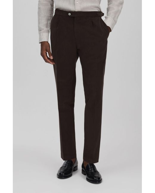 Oscar Jacobson Black Oscar Slim Fit Adjustable Cotton Trousers for men