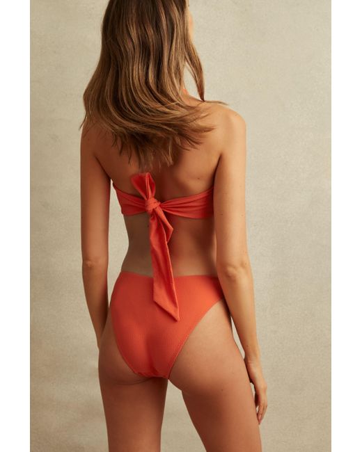 Reiss Brown Lucy - Orange Textured Underwired Bikini Top