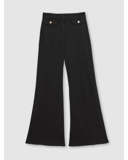 Reiss Blue Ria - Black Flared Pocket-detail Jeans, 28w X 33l (uk 28 L)