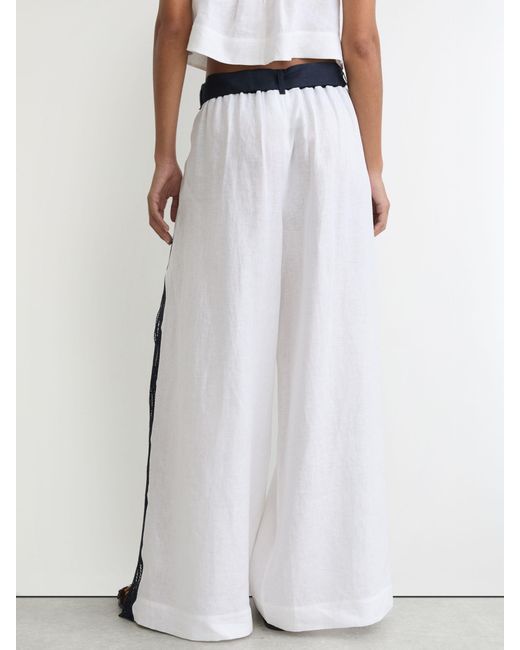 Reiss White Side Scallop Trousers