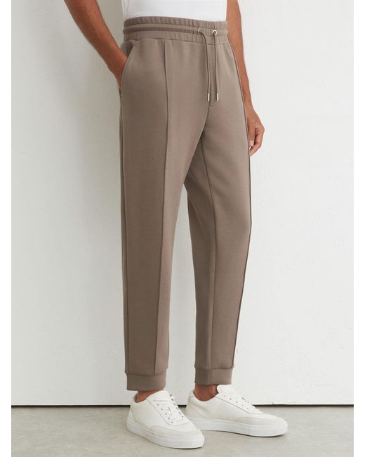 Reiss White Premium Interlock Cuffed Joggers for men