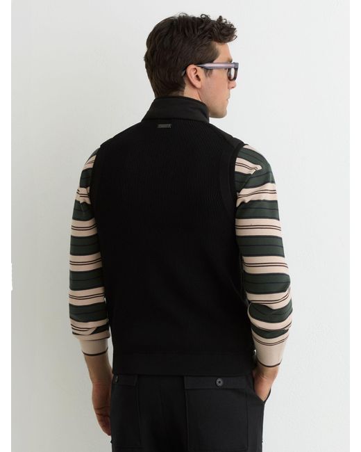 Reiss Black Funnel-Neck Quilted Gilet for men
