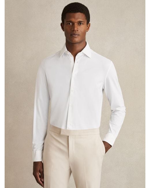 Reiss Natural Long-Sleeve Slim-Fit Travel Shirt for men