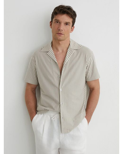 Reiss Multicolor Cotton-Blend Stripe Cuban-Collar Shirt for men