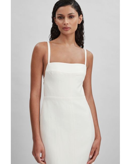 Acler White Linen Blend Cut-out Midi Dress