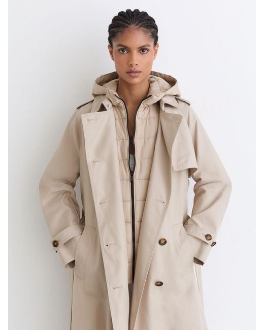 Reiss Natural Hooded Insert Trench Coat