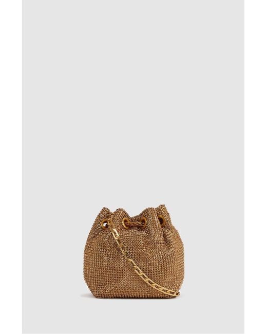 Reiss Natural Demi - Gold Crystal Mini Bucket Bag, One