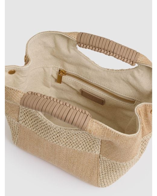 Reiss Natural Rosalie Raffia Patchwork Clutch Bag