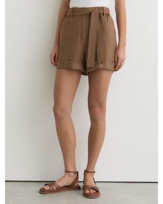 Reiss Natural Belted Button-Tab Shorts