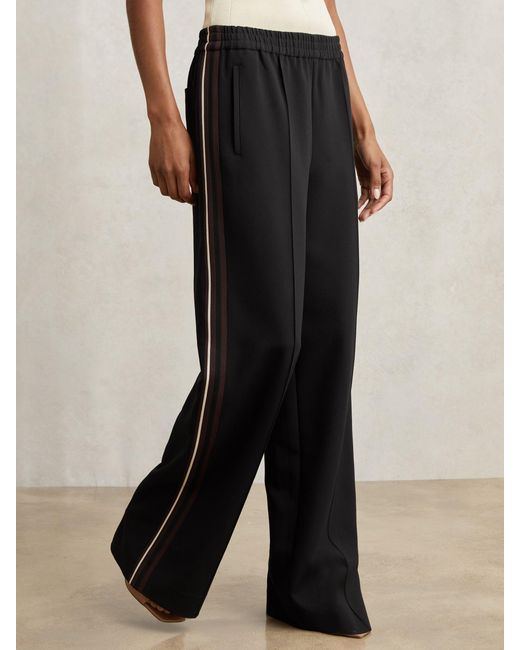 Reiss White Petite Side-Stripe Wide-Leg Trousers