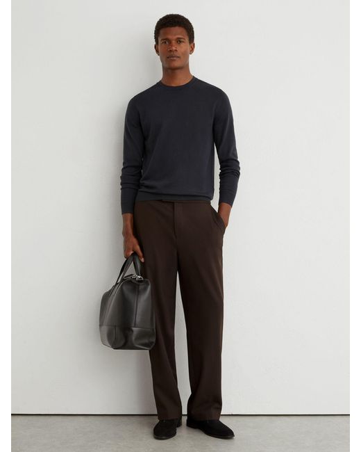 Reiss Blue Wessex - Vulcan Grey Merino Wool Crew-neck Jumper, S for men