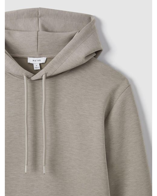 Reiss Natural Fabien Taupe Premium Interlock-Jersey Hoodie for men