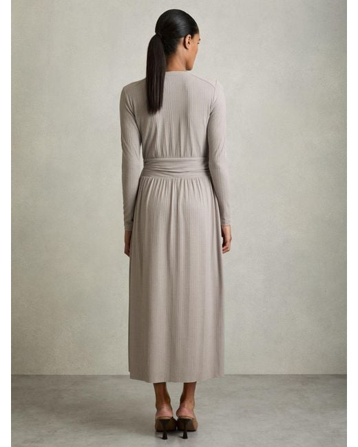 Reiss Natural Jersey Wrap-Tie Midi Dress