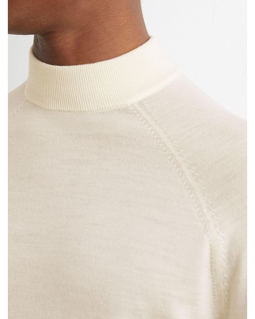 Reiss White Merino Wool Mock-Neck Jumper for men