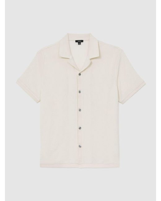 Reiss White Eden Towelling Short-Sleeve Shirt for men