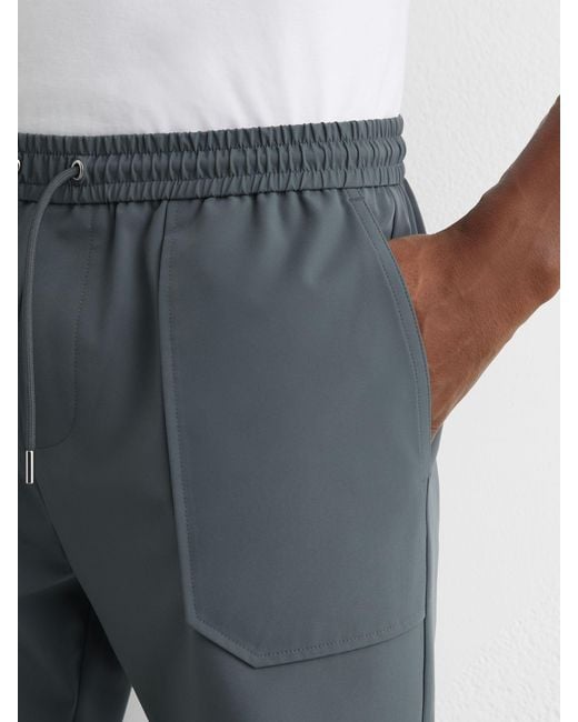 Reiss Blue Technical Cuffed Drawstring Trousers for men