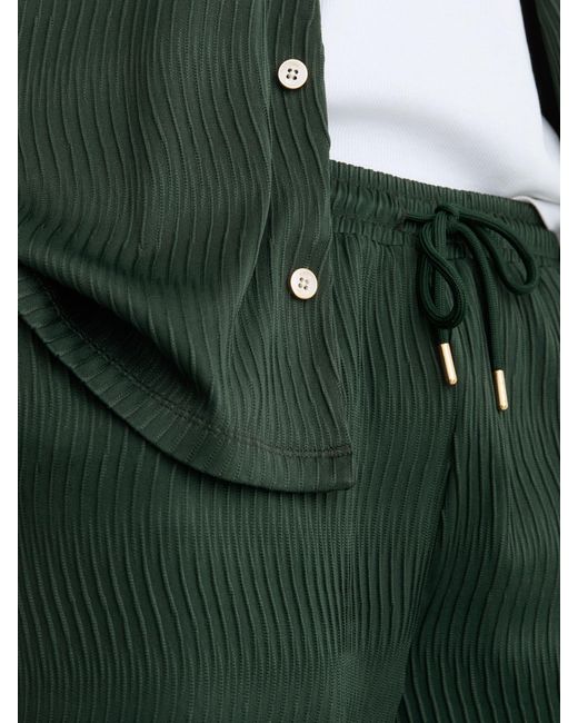 Reiss Green Textured-Wave Drawstring Shorts for men