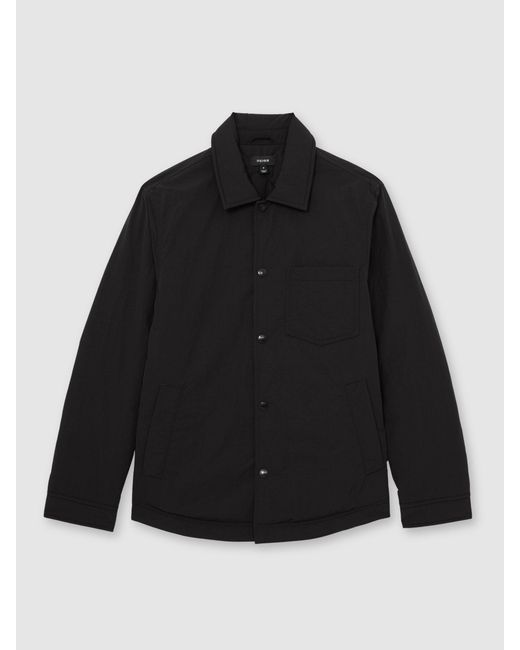 Reiss Black Quilted Press-Stud Overshirt for men