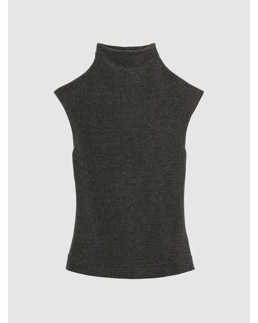 Reiss Multicolor Metallic Funnel-Neck Top
