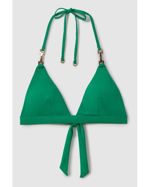 Reiss Riah - Green Triangle Halter Neck Bikini Top