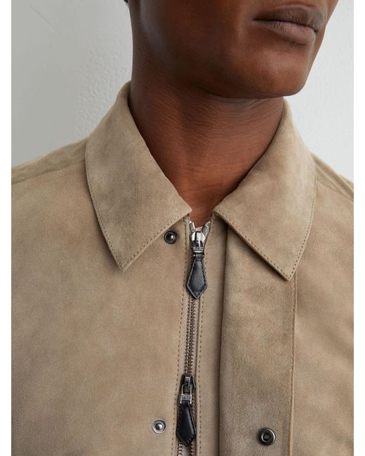 Reiss Gray Suede Twin-Pocket Jacket for men