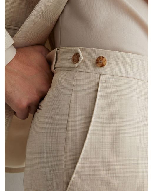 Reiss Natural Wool Pin-Check Classic-Fit Suit Trousers for men