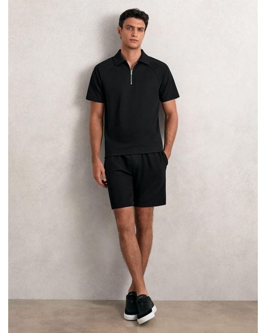 Reiss Black Textured Drawstring Shorts for men