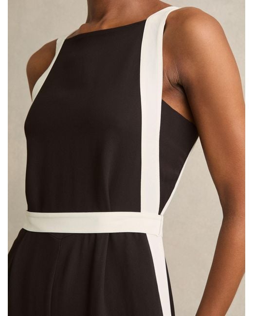 Reiss Salma - Chocolate/cream Colour-block Wide-leg Jumpsuit Reiss Salma - Chocolate/cream Colour-block Wide-leg Jumpsuit