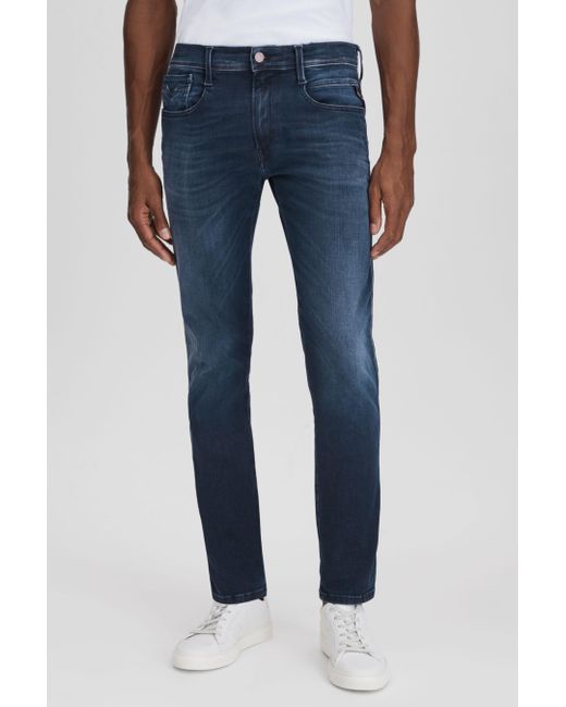 Replay Blue Slim Fit Washed Jeans for men