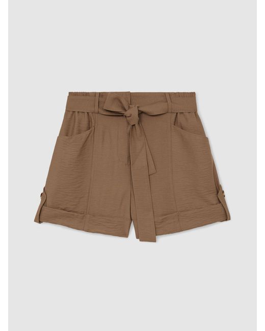 Reiss Natural Belted Button-Tab Shorts