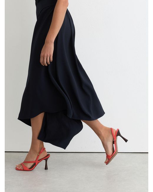 Reiss White Drape-Detail Sleeveless Midi Dress