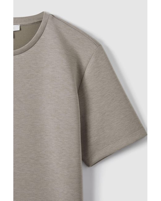 Reiss Gray Bradley - Taupe Interlock Jersey Crew Neck T-shirt for men