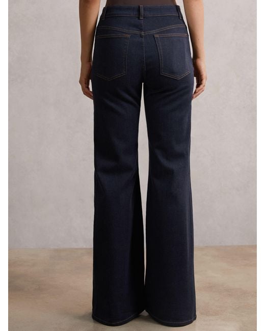 Reiss Blue Flared Seam-Detail Jeans