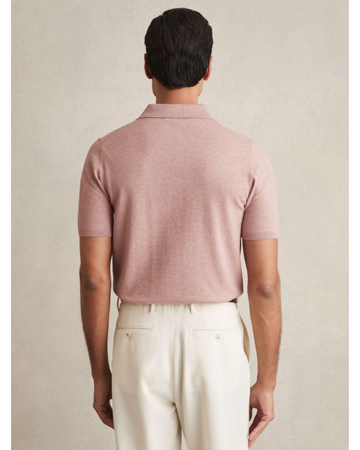 Reiss Pink Contrast Placket Polo Shirt With Cotton for men