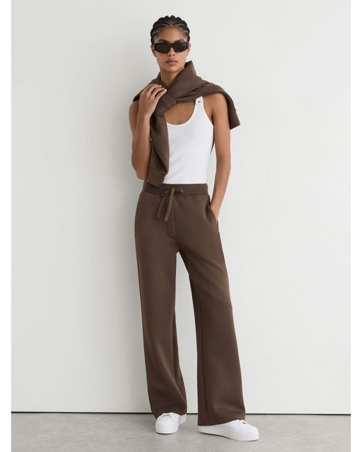 Reiss White Petite Premium Interlock Wide-Leg Joggers