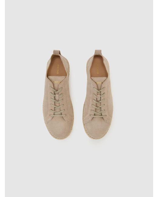 Reiss White Suede Espadrille Lace-Up Trainers for men