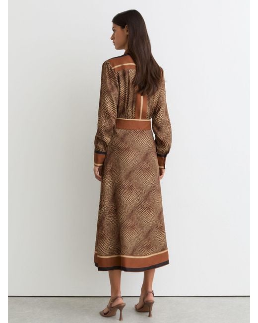 Reiss Natural Leia - Neutral Animal-print Midi Shirt Dress, Us 4